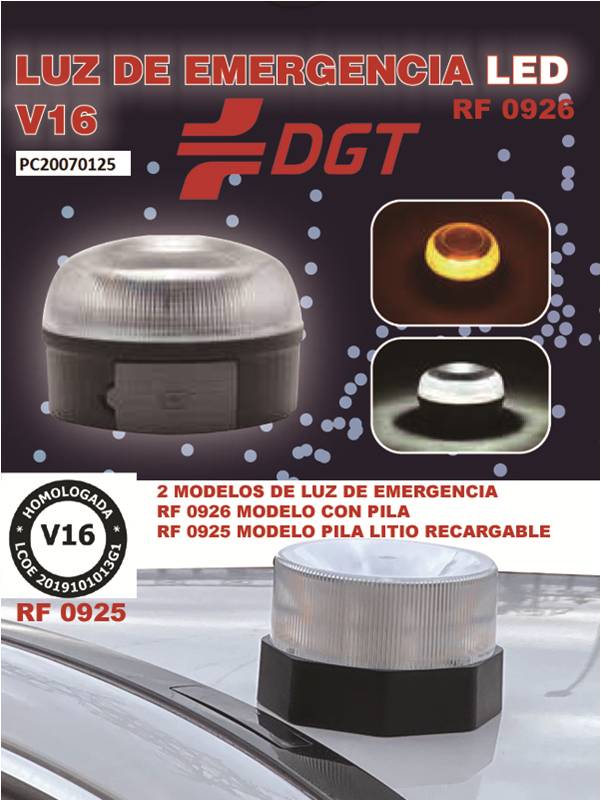 Dgt-luz recargable V16 para coche, luz de advertencia